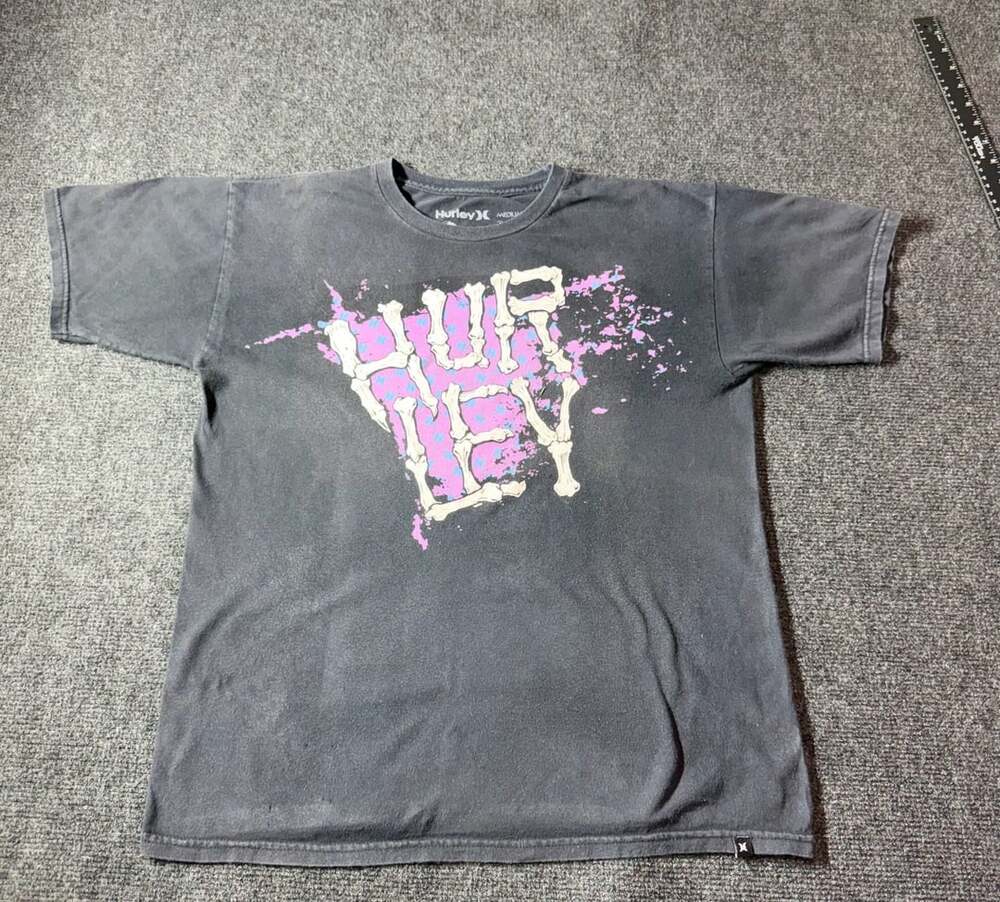 Hurley Graphic T-Shirt Size Medium Black Bone Logo